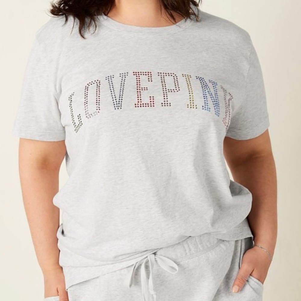 PINK BY Victoria's Secret Rainbow Shine T-Shirt - Picture 4 of 9
